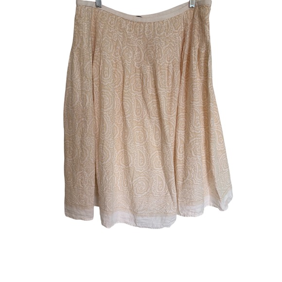 Liz Claiborne Dresses & Skirts - Liz Claiborne Skirt Womens 14 Tan Paisley Linen Blend Good Pleated A-Line Knee